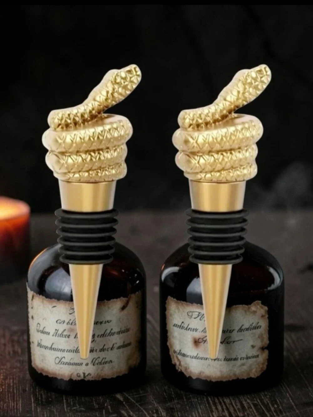Threshold Brand Elegant Gold Snake Bottle Stoppers 2-Pc Set Halloween collection